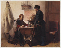 DD 009
<br/>
Jacob van Heemskerck en Willem Barendsz. plannen hun reis naar de Noordpool in 1594
<br/>
<em>Bisschop, Christoffel (1828-1904)</em>